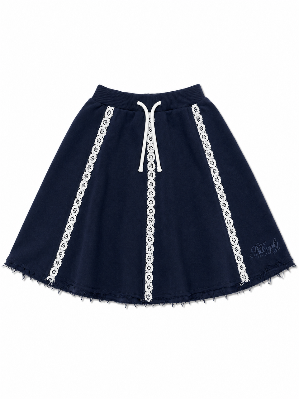Philosophy Blue Scuro Lace Detail Sweat Skirt