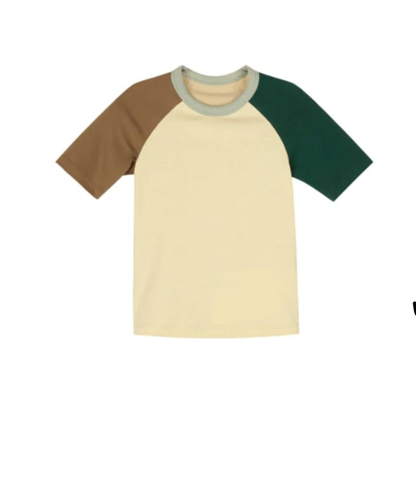 JNBY Yellow Colorblock Short Sleeve T-Shirt