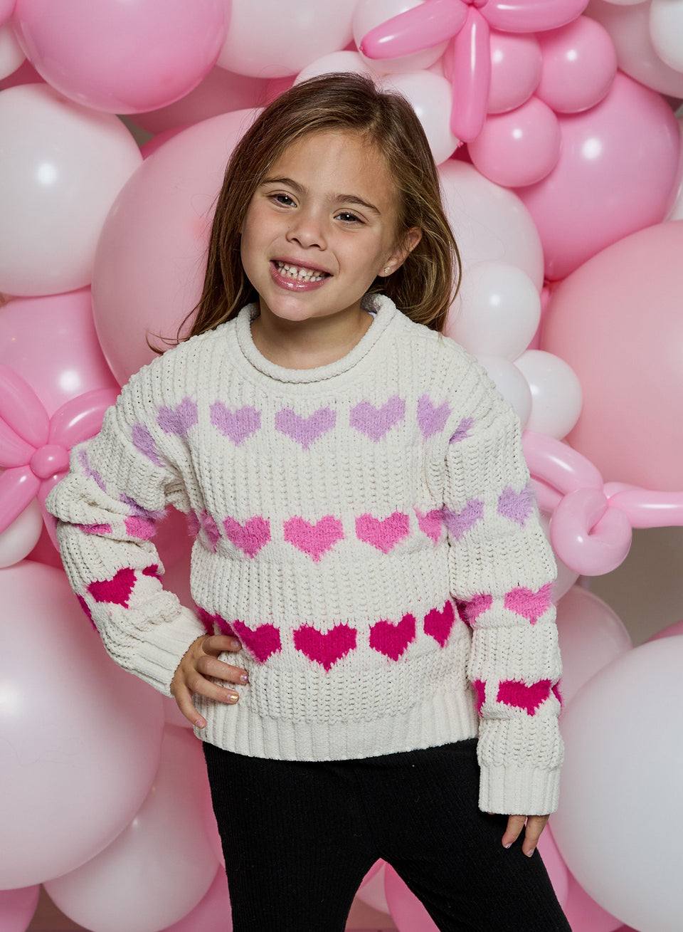 Design History Multi Heart Tan Suede  Sweater
