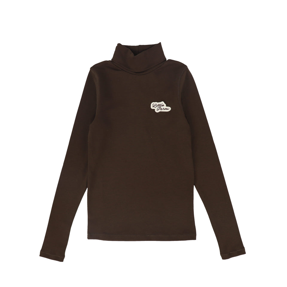 Little Parni Brown Solid Turtleneck