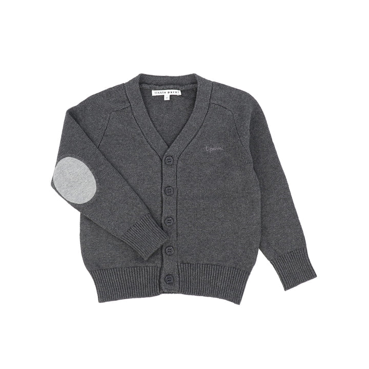 Little Parni Grey Boys Contrast Patch Cardigan