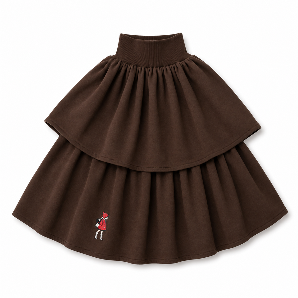 Little Parni Brown LP Doll Patch Tiered Skirt