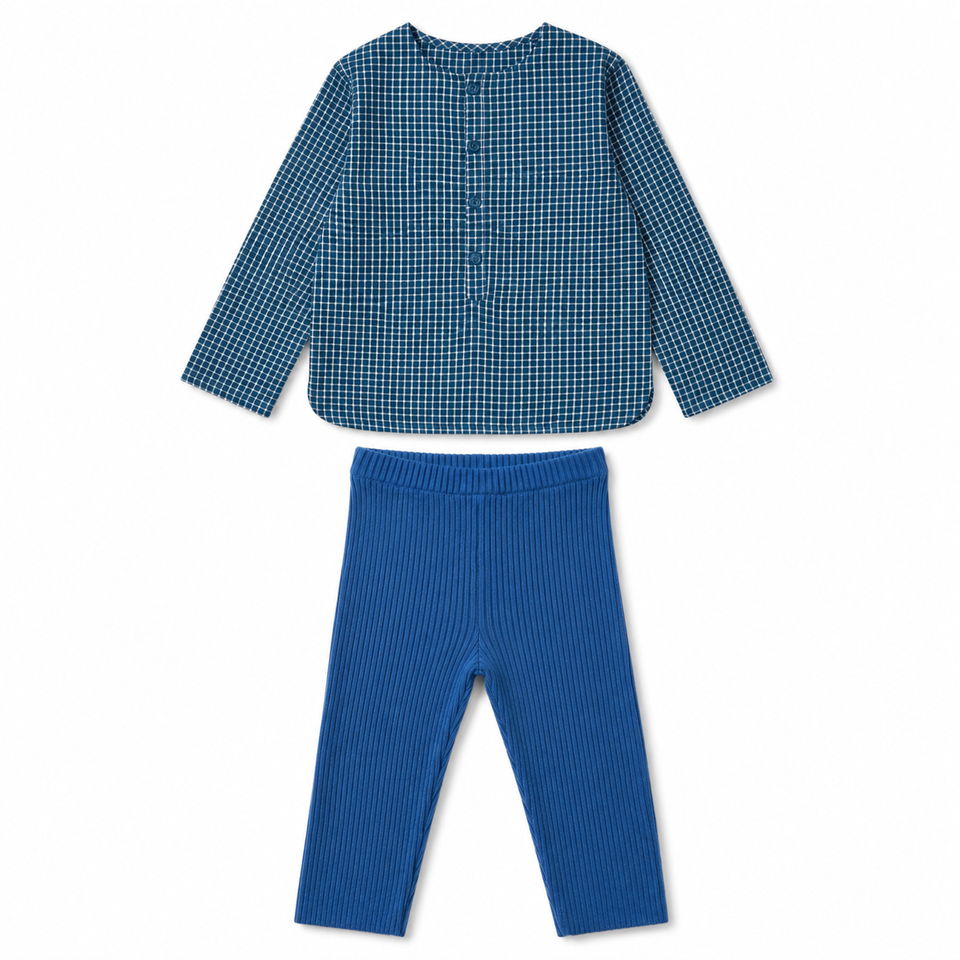 Louis Louise Blue Twill Check Set