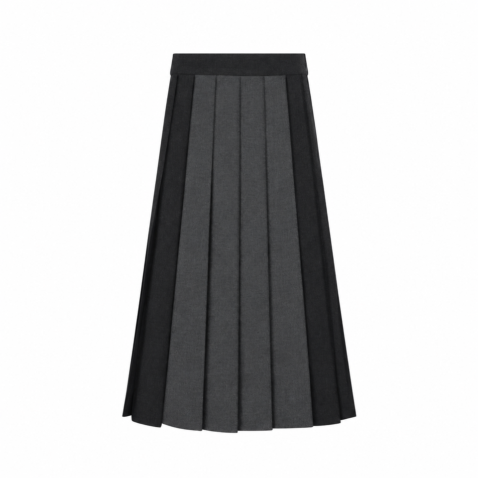 Little Parni Grey Teen Two Tone Pleated Maxi Skirt