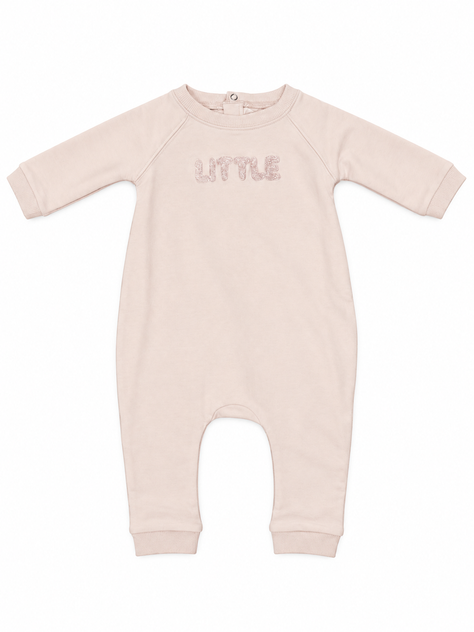 Mema Knits Pale Rose Sherpa Wordart Jumpsuit