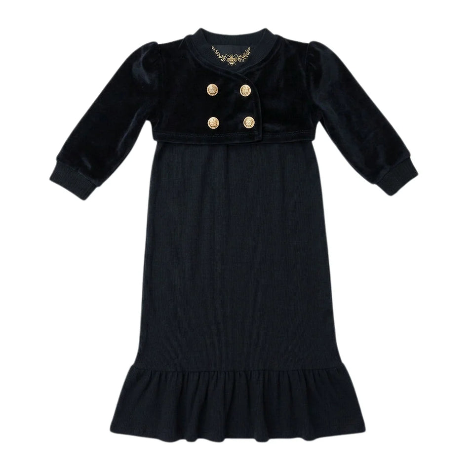 Secolo Black Velour Overlay Maxi Dress
