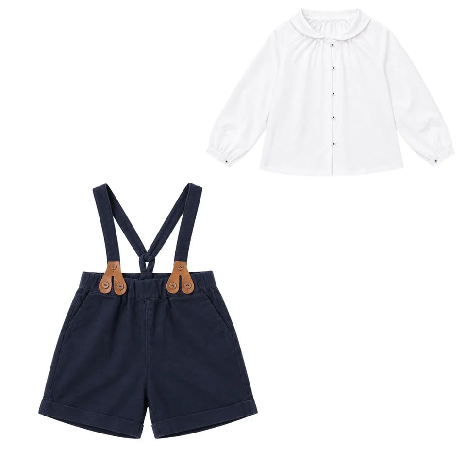 Little Tempest Navy Brushed Cotton Suspender Set