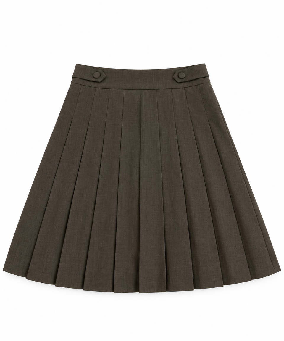 Sweet Threads Taupe Button Waist Grey Skirt