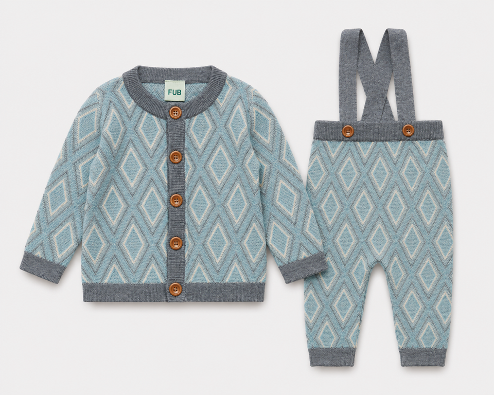 Fub Steel Harlekin Cardigan Overall Set