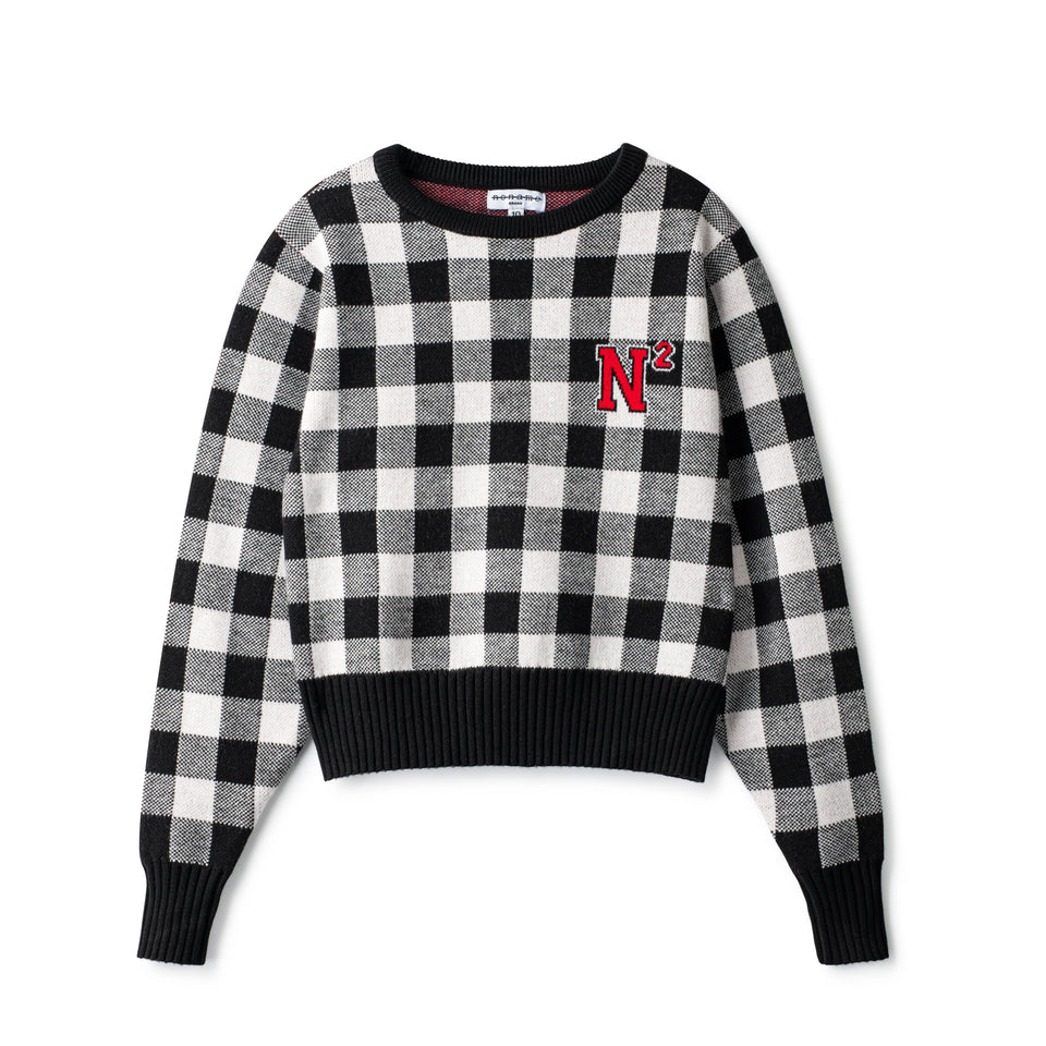 Noname Plaid Knit Sweater size up