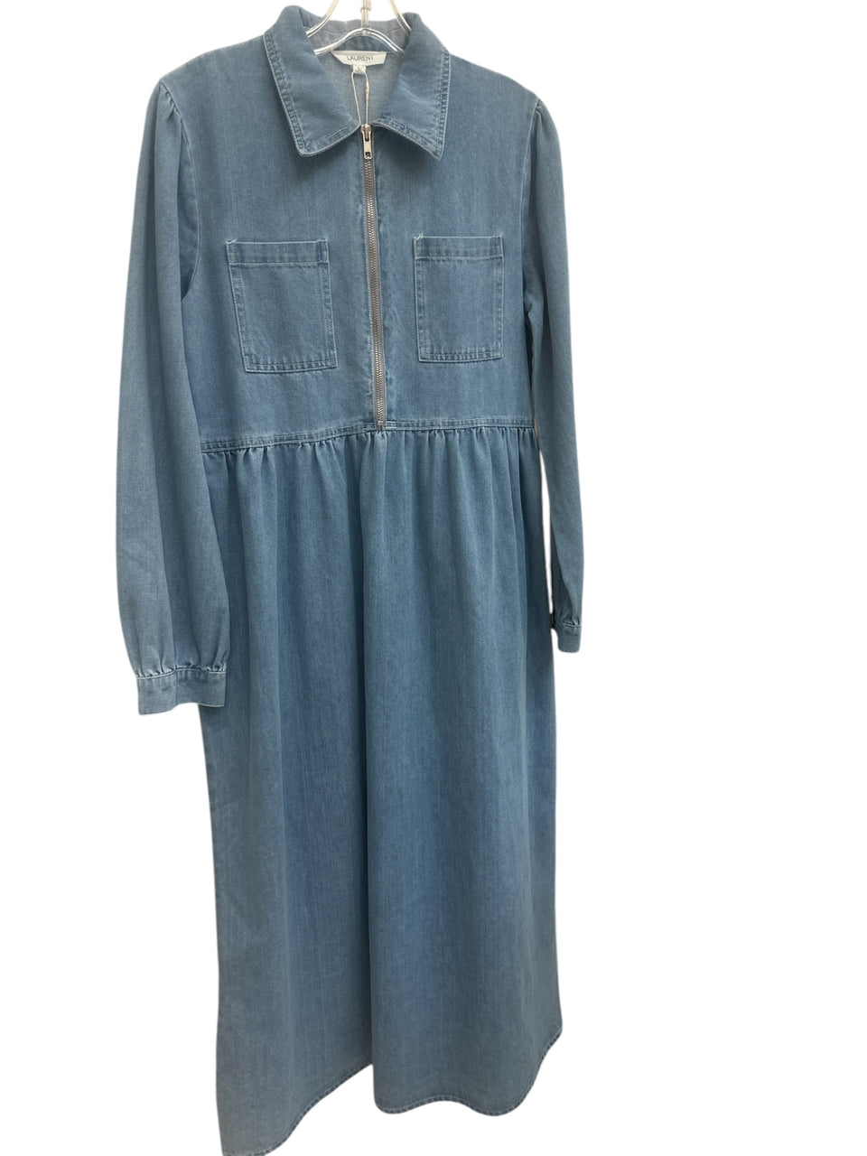 Laurent Blue Denim w/ Silver Zip Collared Dress