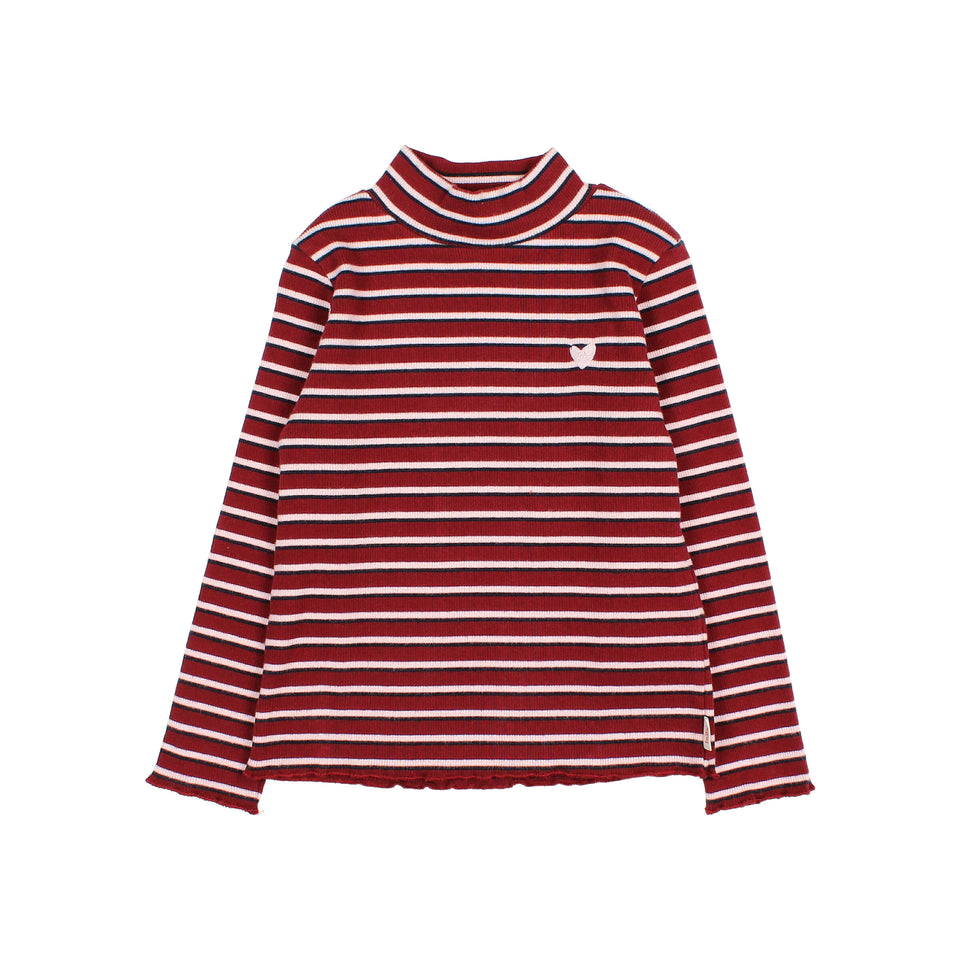 Buho Pomegranate Fancy Stripe Mockneck
