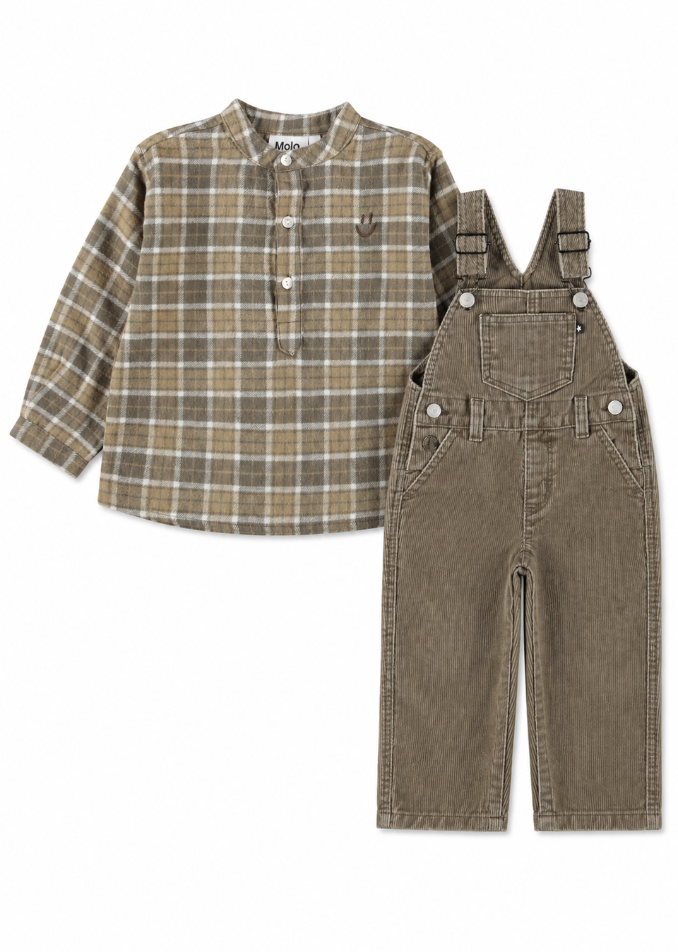 Molo Enoz/Spark Noise Check Washed Bark Romper Set