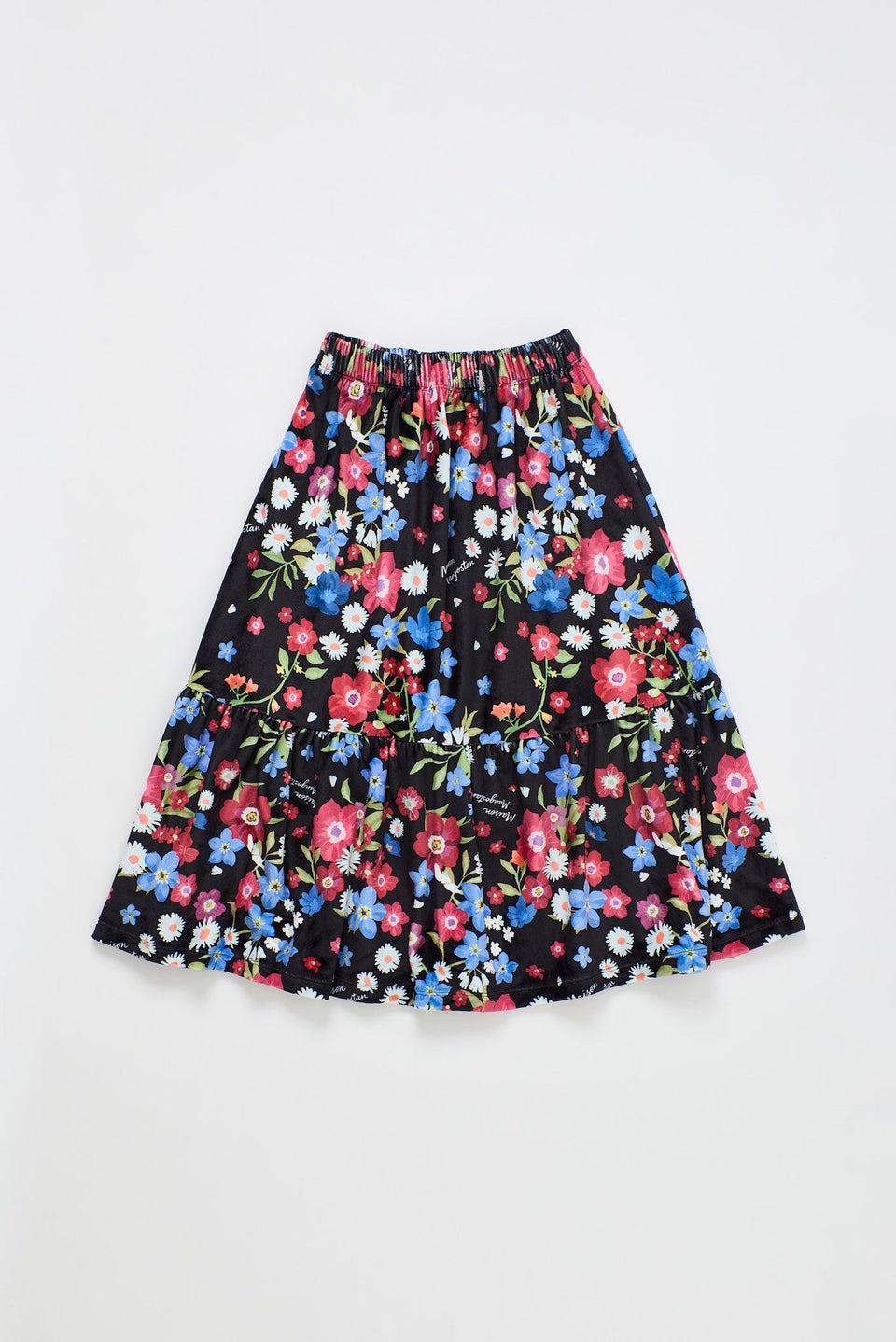 Maison Mangostan Florecitas Black Velvet Skirt