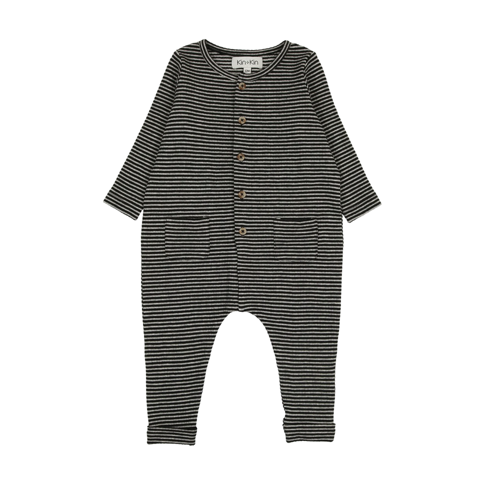 Kin Kin Light Grey/Black Stripe Jumpsuit