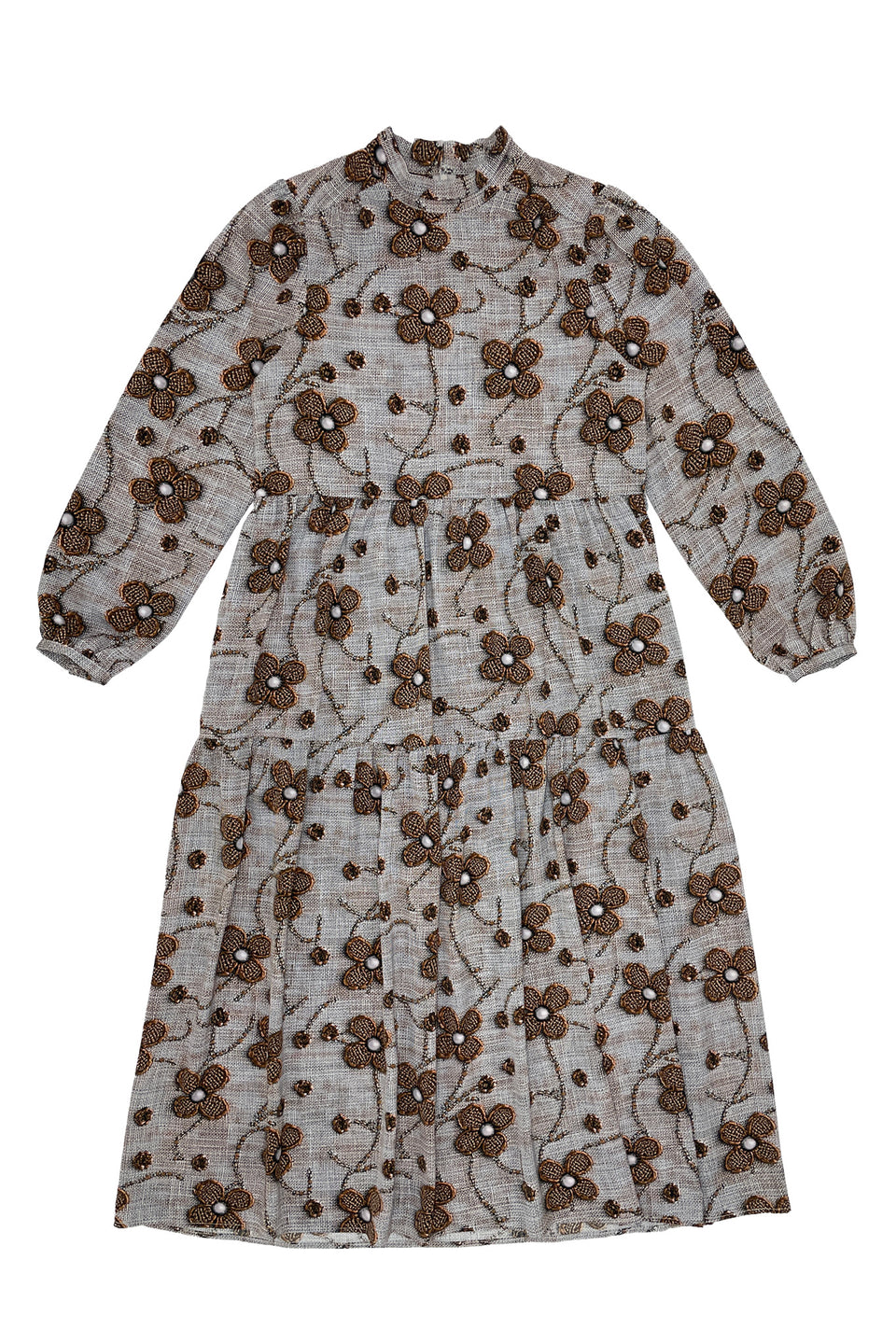 Zaikamoya Alisa Brown Flower Dress