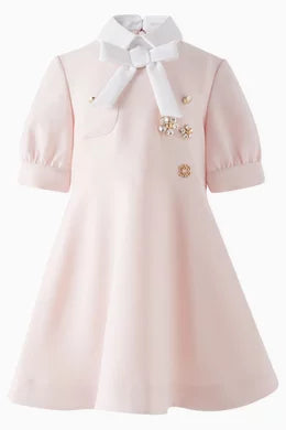 Elie Saab Pink Crepe Dress with Bow and Flowers