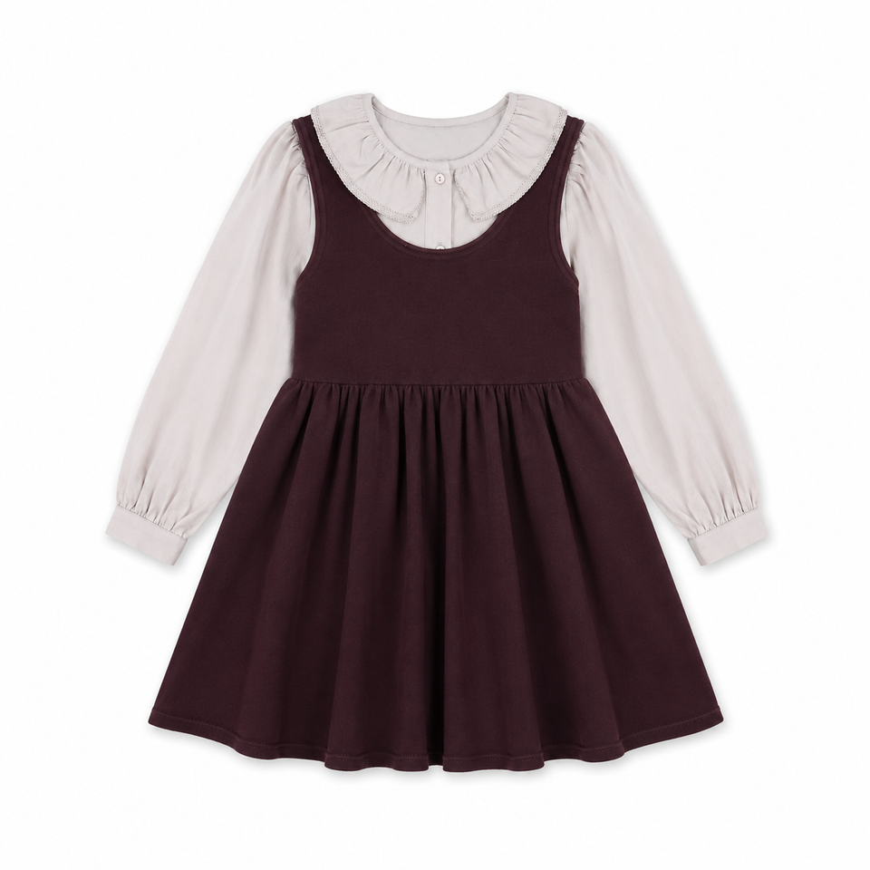 Bamboo Burgundy Flair Knit Ruffle Blouse Jumper Set