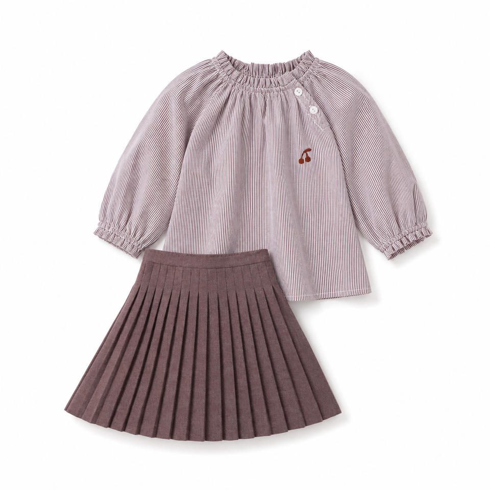 Nou Nelle Brown Pinstripe Set