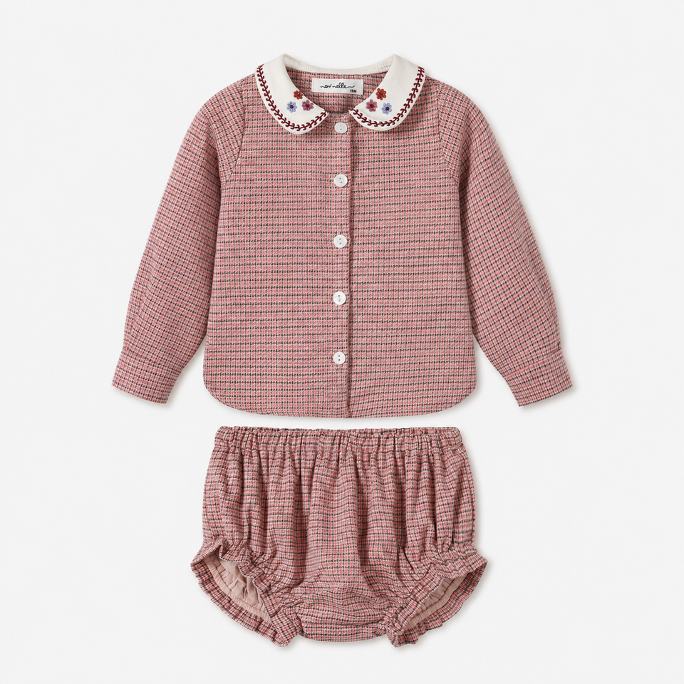 Nou Nelle Houndstooth Baby Bloomer Set