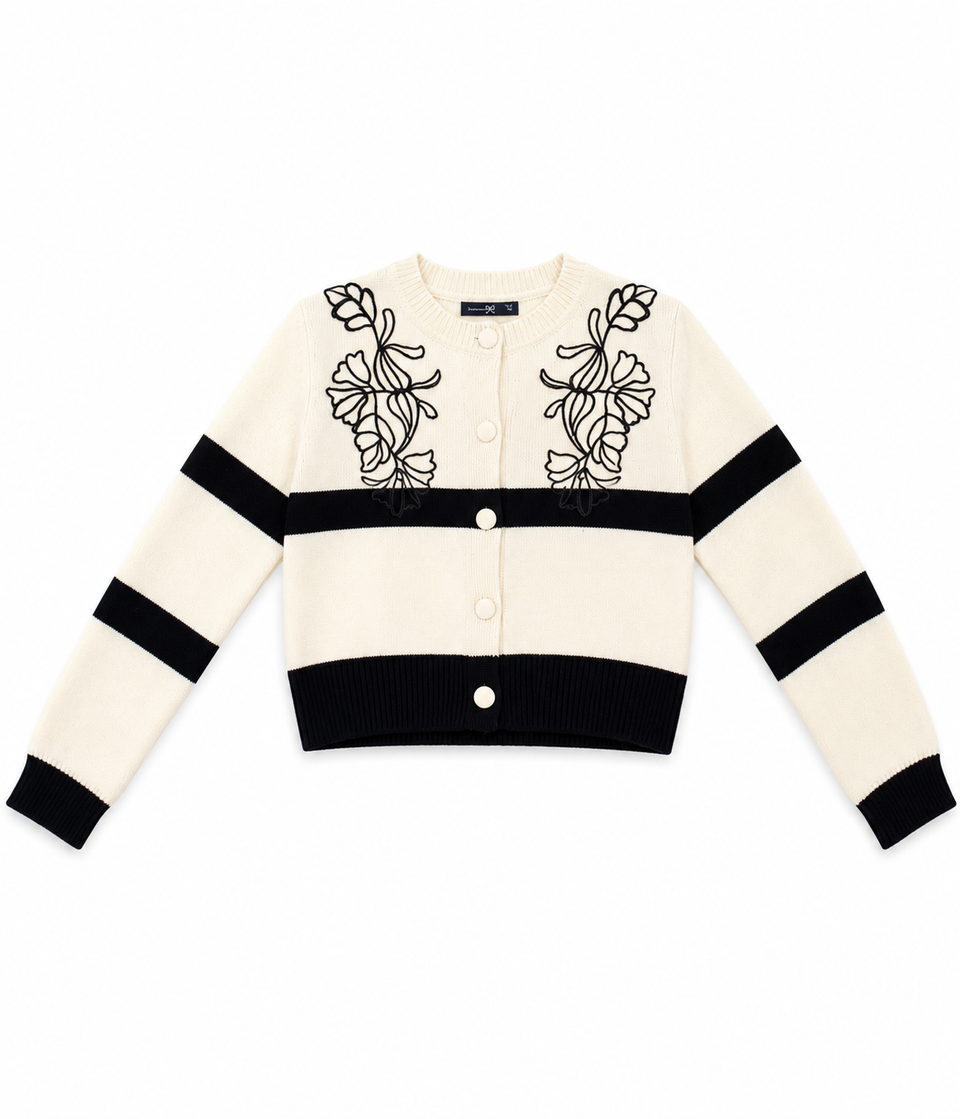 Ermanno Scervino Ivory & Black Cardigan