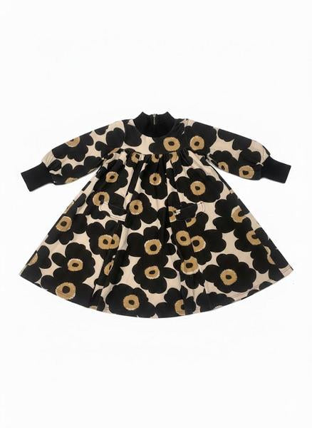 Birnham on the Sea Poppy Print Swing Black Zipper Dress