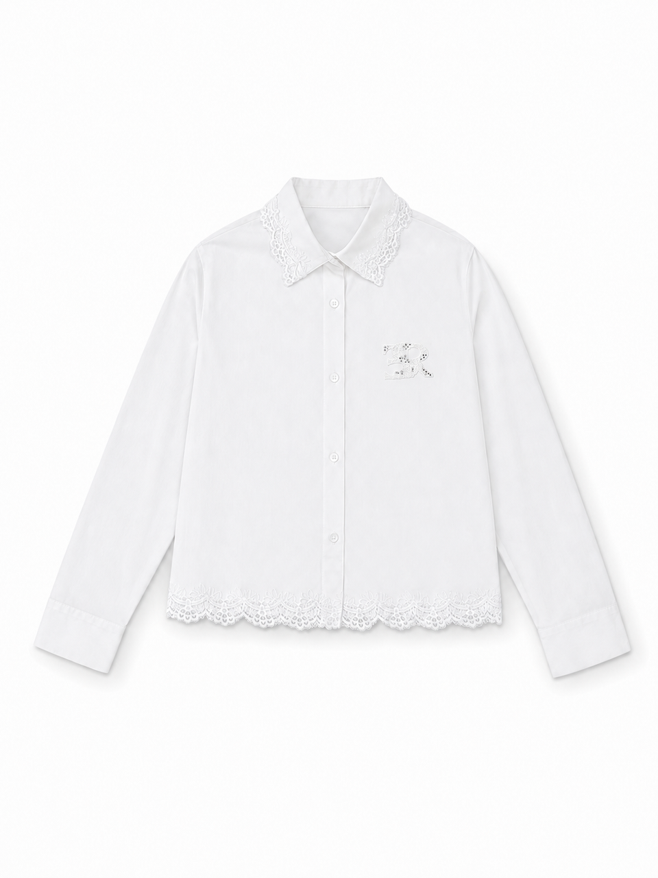 Ermanno Scervino White Poplin Lace Blouse