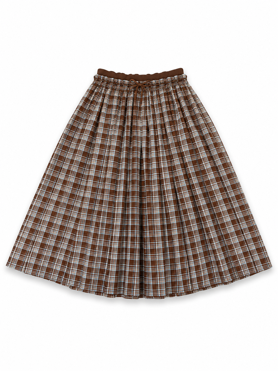 Plaid Elastic Wool Pleat Skirt
