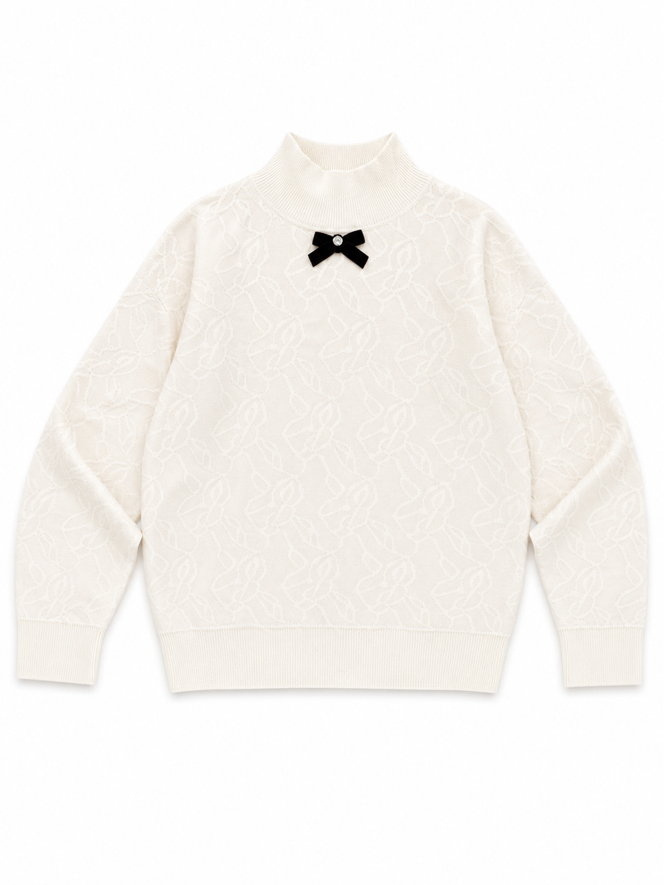 Black Neck Bow Knit Turtleneck