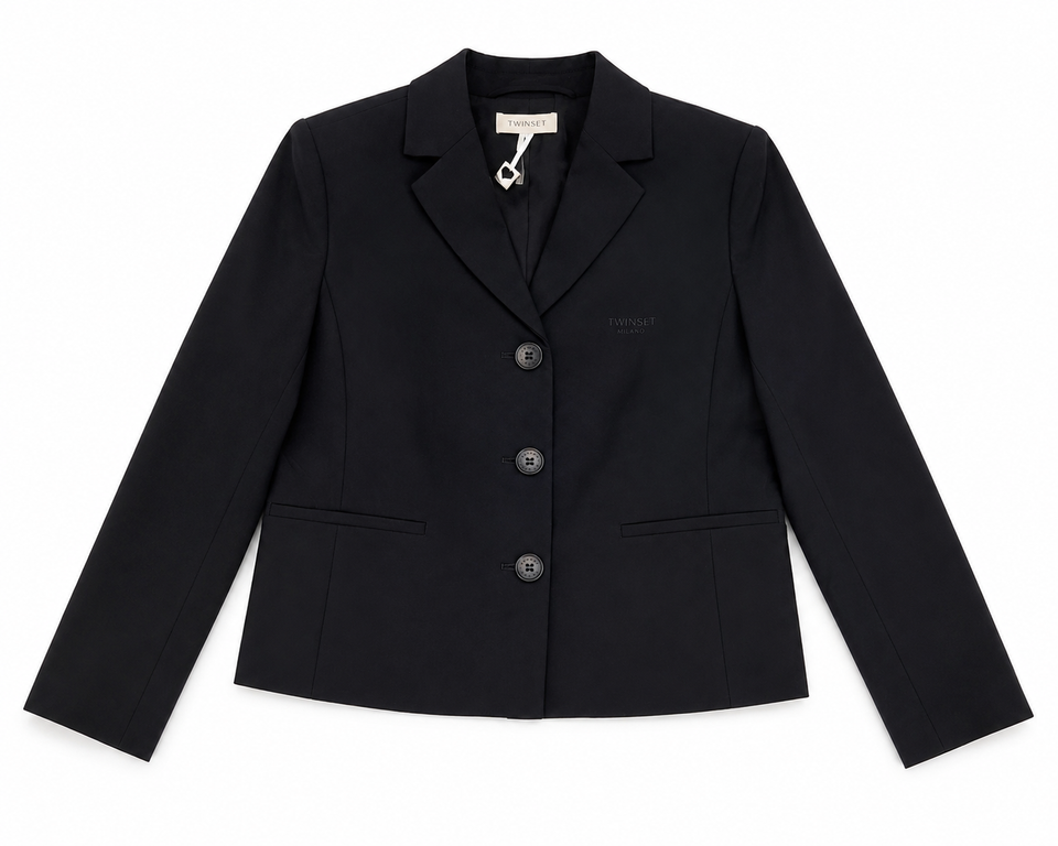 Twinset Black Embroidered Logo Jacket