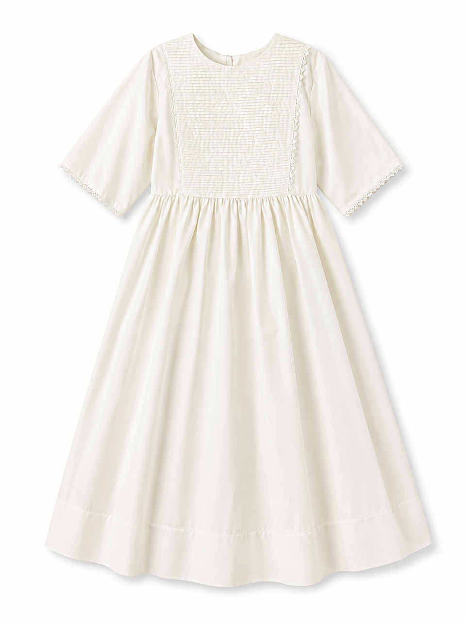 Little Tempest Ivory Alice Taffeta Pintuck Bib Gown
