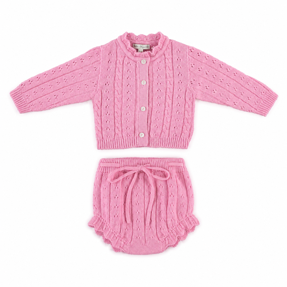 Bebe Organic Dolly Candy Pointelle Cardigan Set