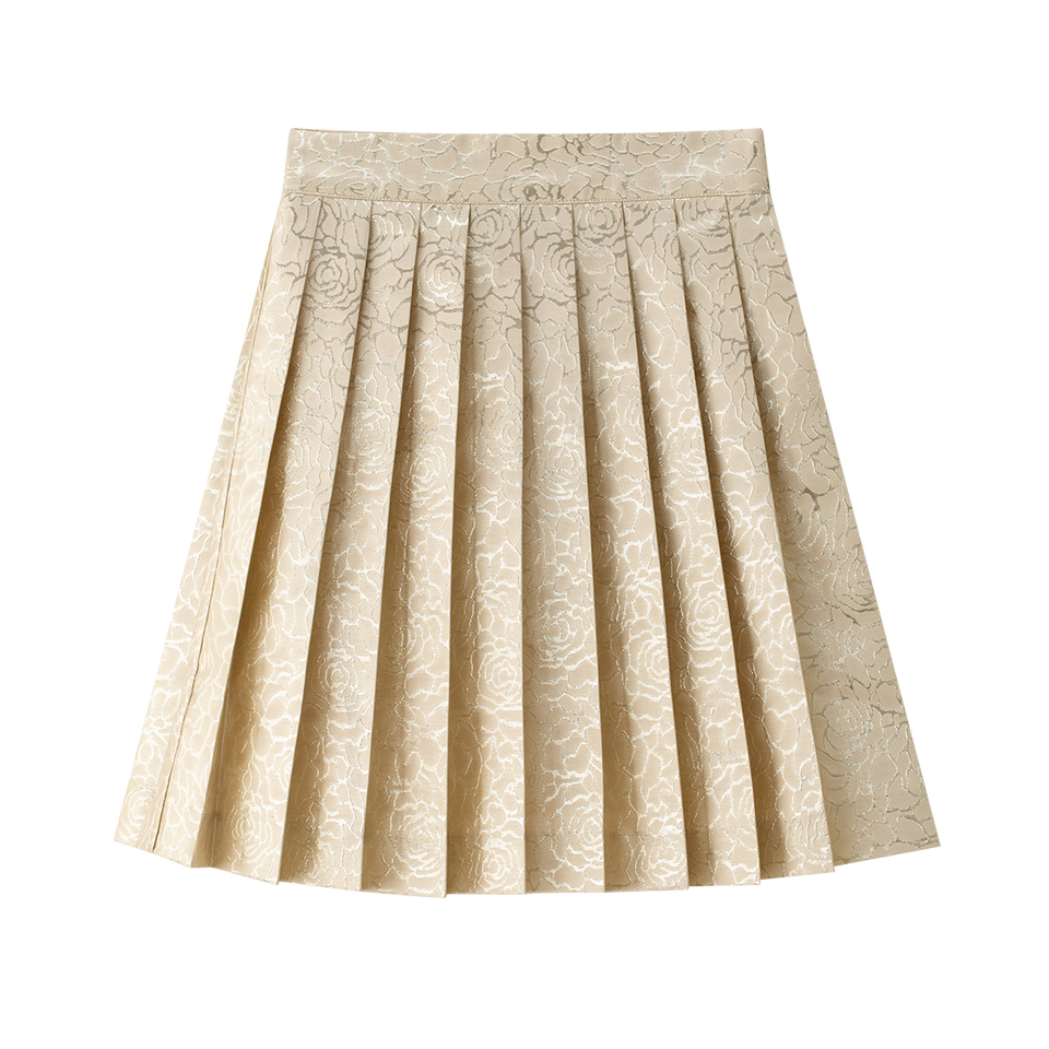 Coco Blanc Gold Pleated Skirt