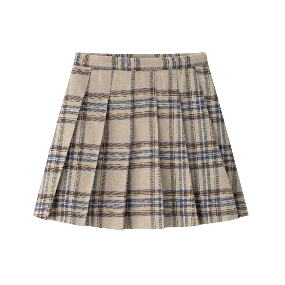 Coco Blanc Blue Plaid Pleated Skirt
