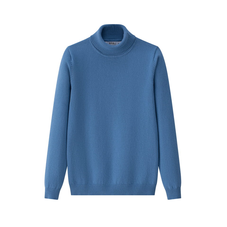 Coco Blanc Blue Fine Knit Turtleneck