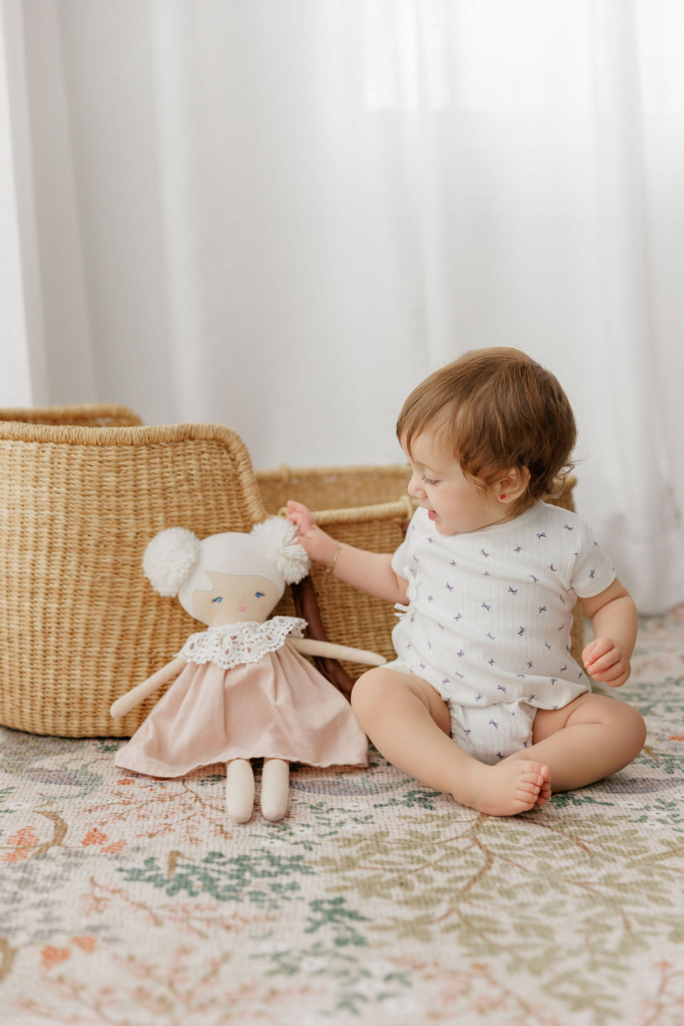 Aurora Ivory/Lilac Bow Pattern Romper