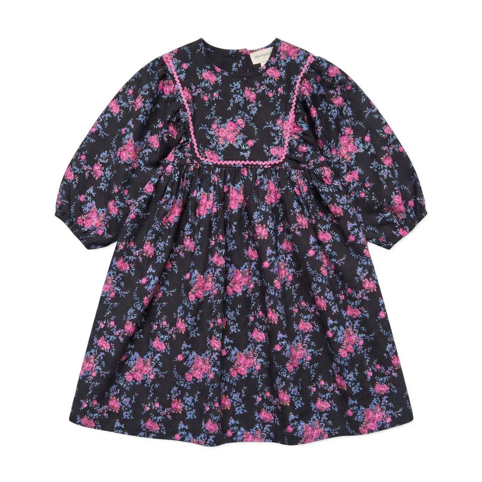 Louis Louise Black Twill Bouquet Mahani Dress