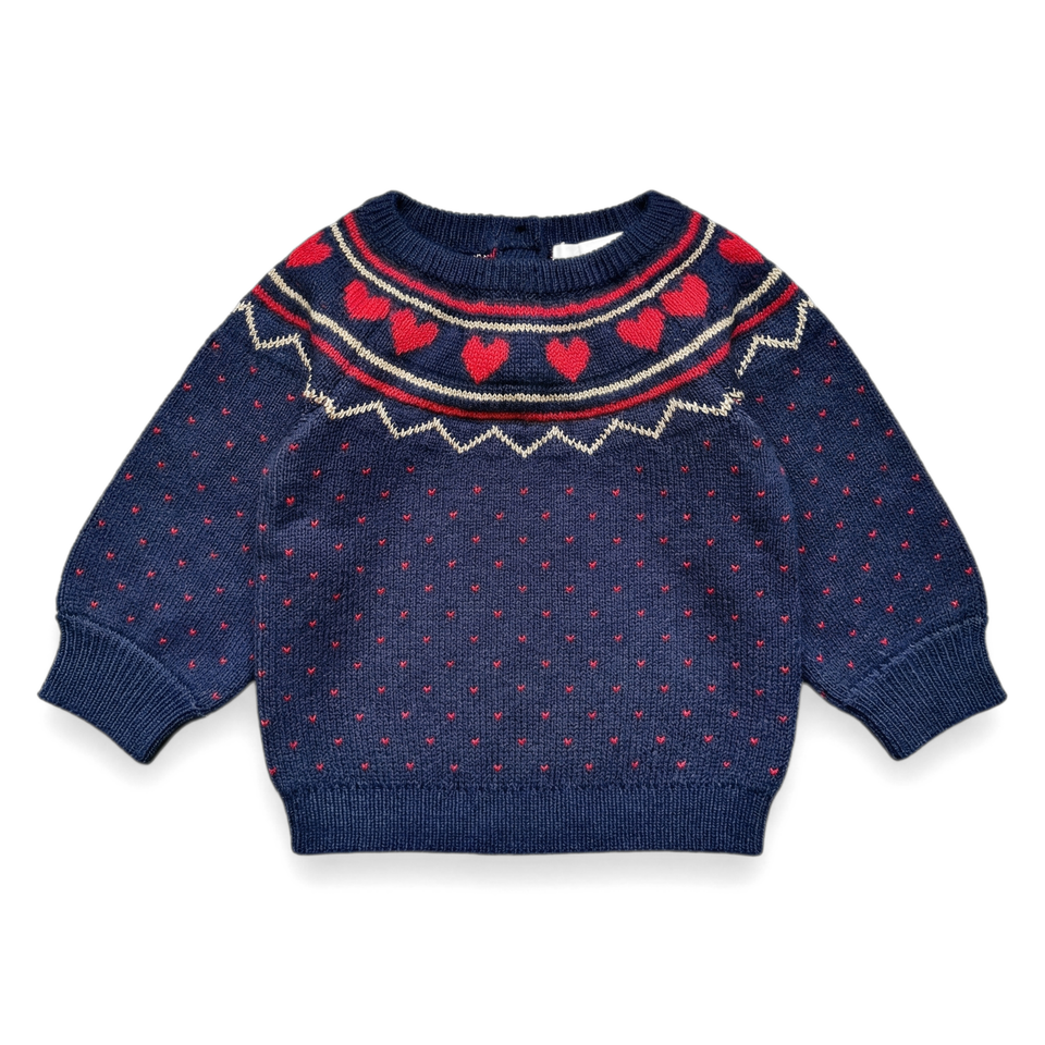 Louis Louise Navy Knitted Jacquard Big Heart Elias Set