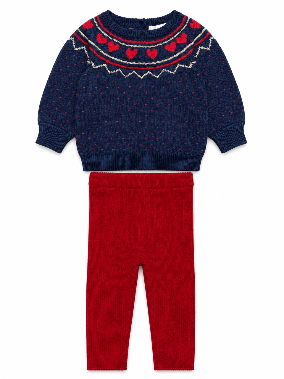 Louis Louise Navy Knitted Jacquard Big Heart Elias Set