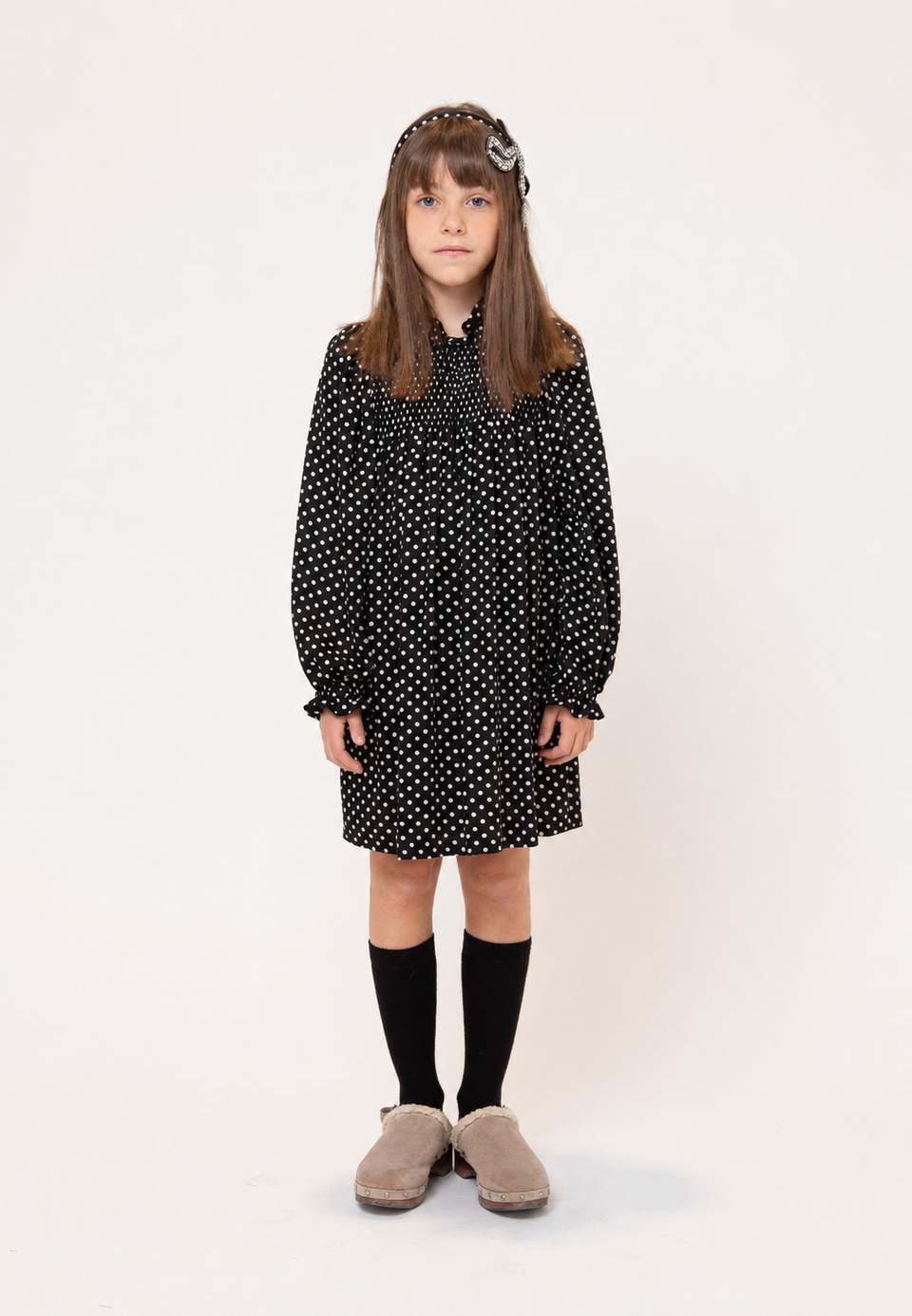 Piccola Ludo Pois Panna Long Girella Dress