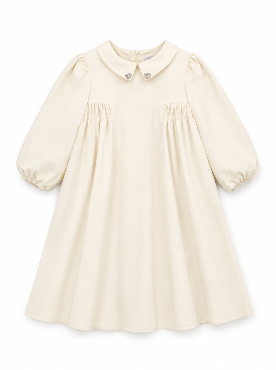 Little Tempest Cream Girls Taffeta Party Collar Dress