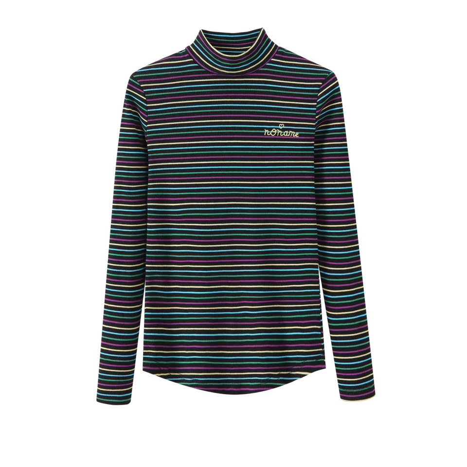 Noname Multicolor Stripe Mockneck 1622