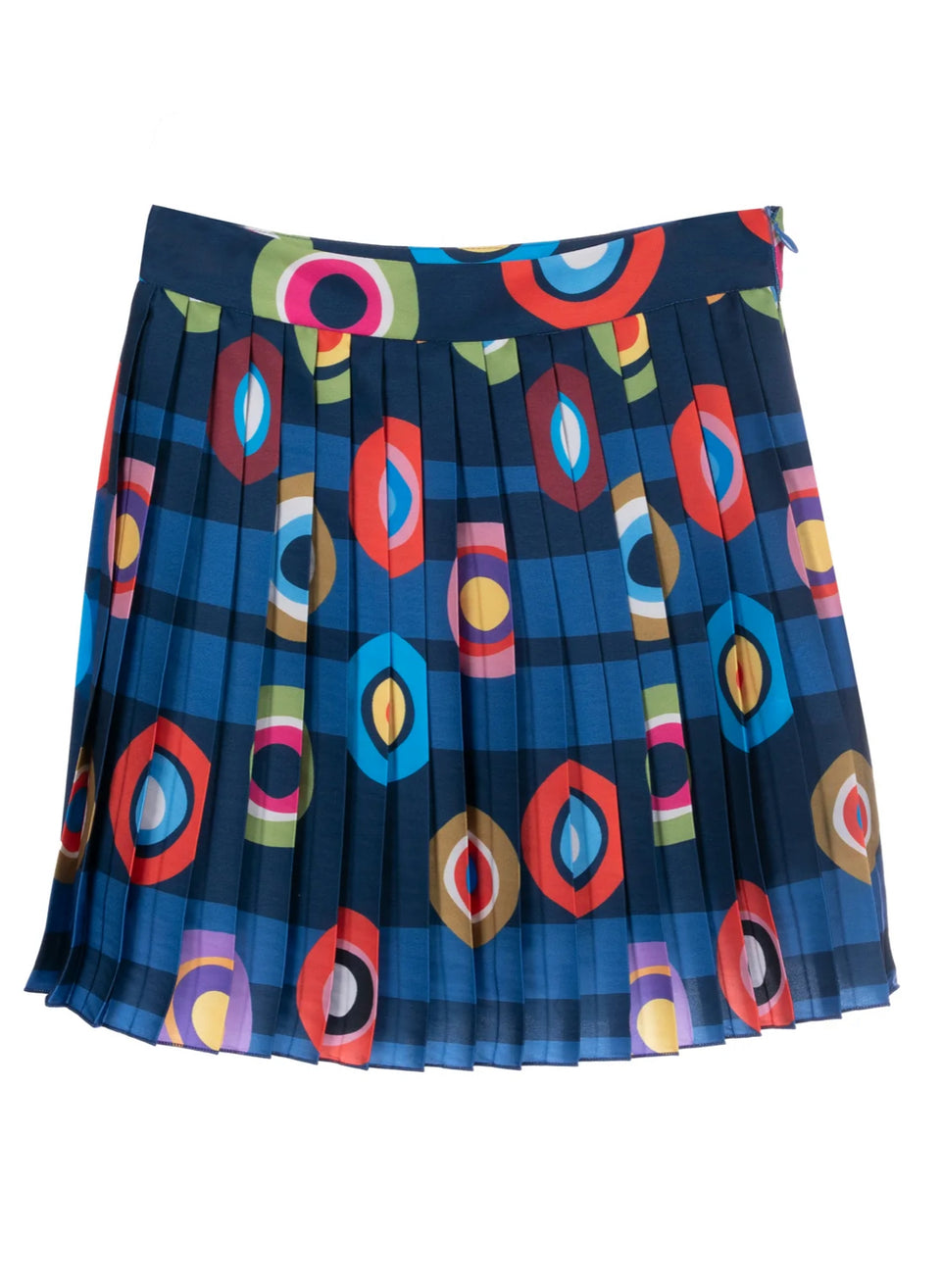 Mimisol Blue Printed Pleated Skirt