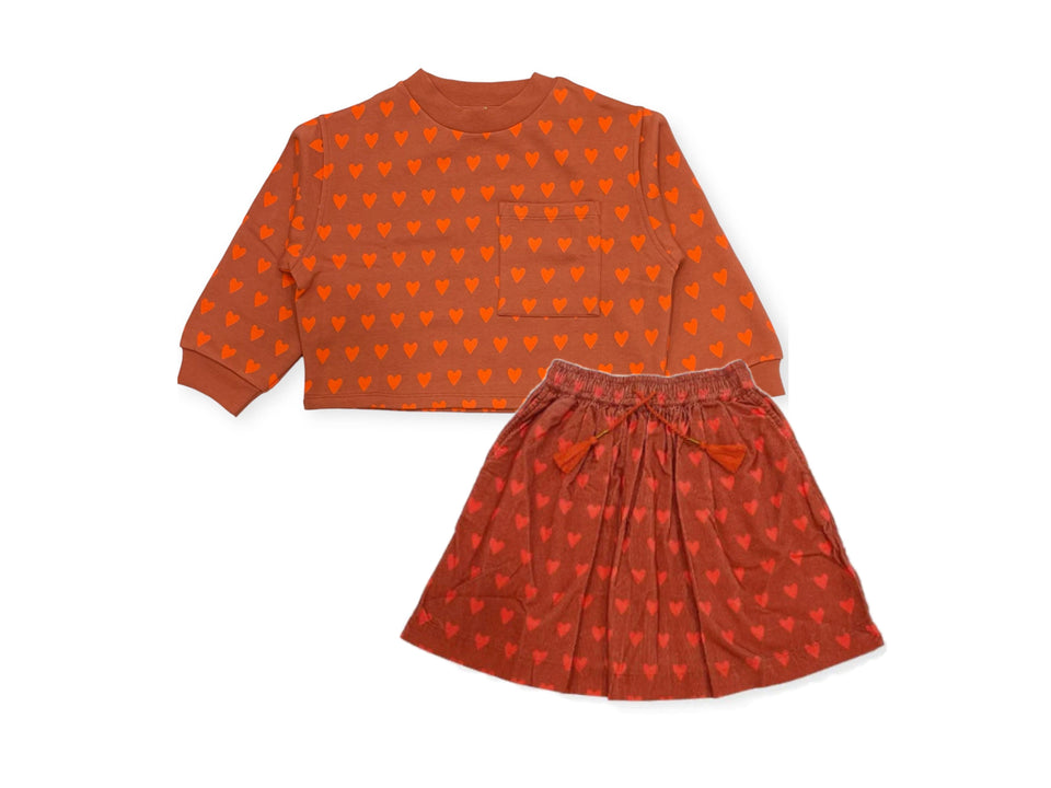 Holi & Love Orange Heart Sweatshirt Set