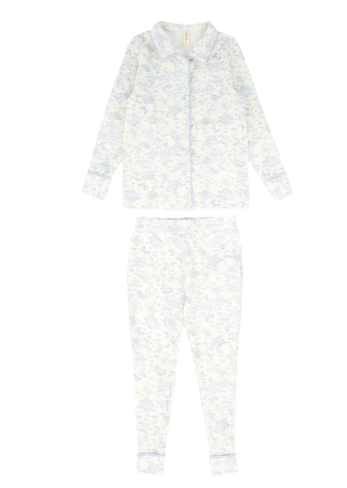 Bebe Jolee Blue Toile Trim Pajamas