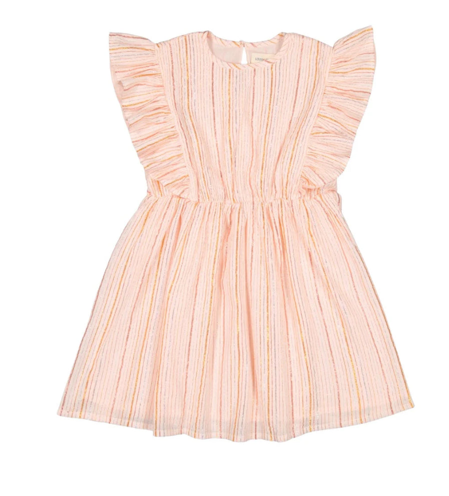 Louis Louise Pink Crepe Stripe Lurex Asia Dress