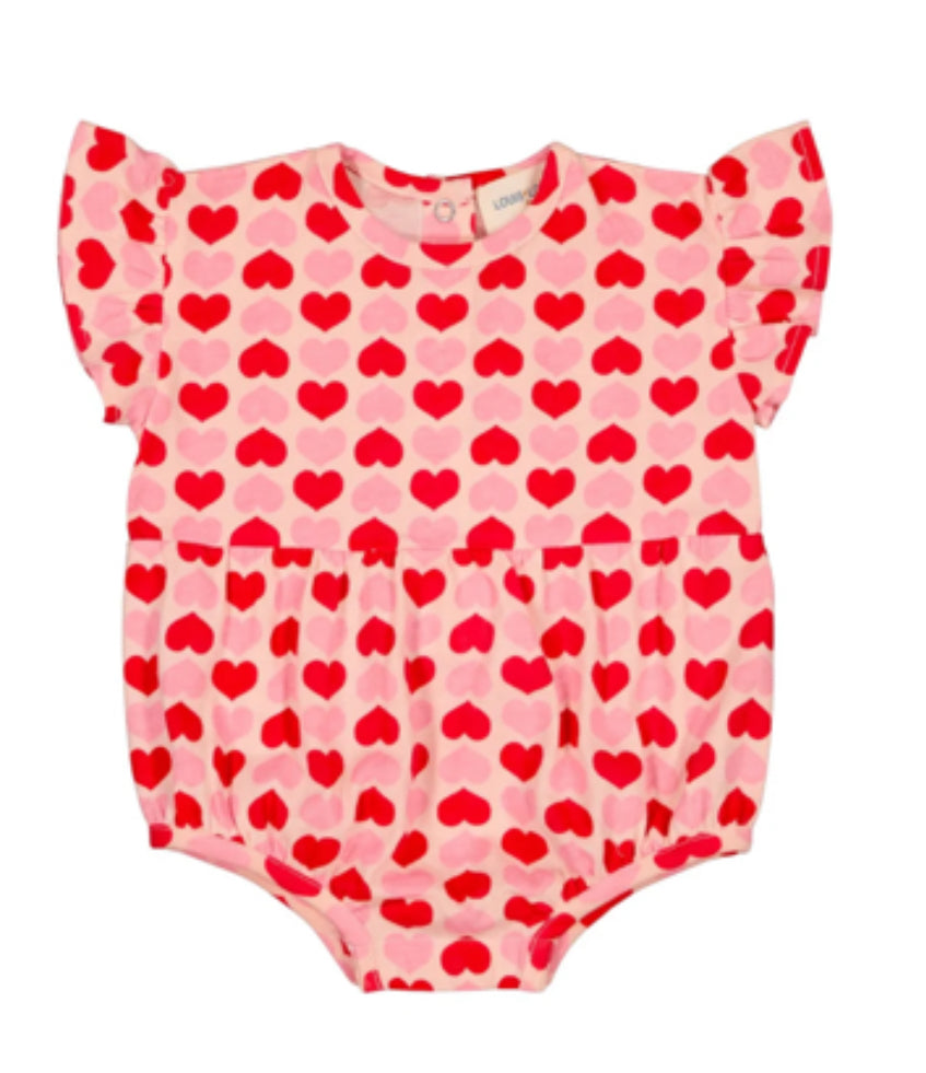 Louis Louise Pink/Red Heart Romper