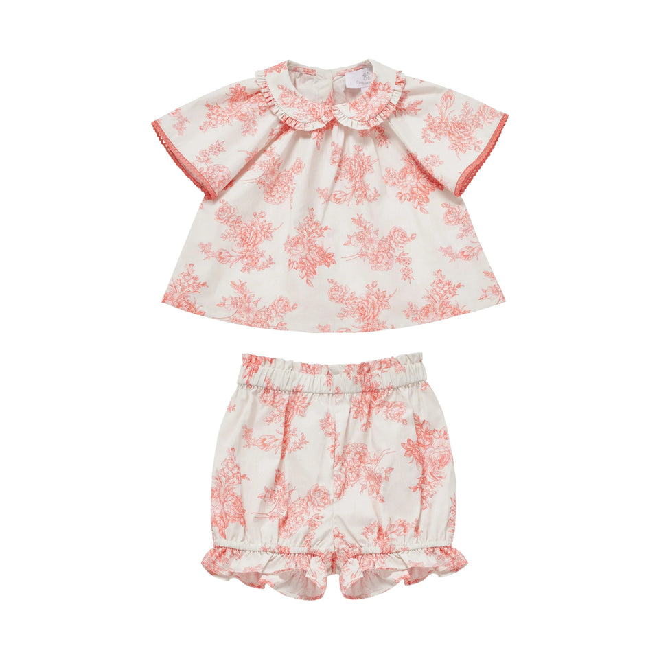 Cera Una Volta Pink De Jouy Toile Baby Set