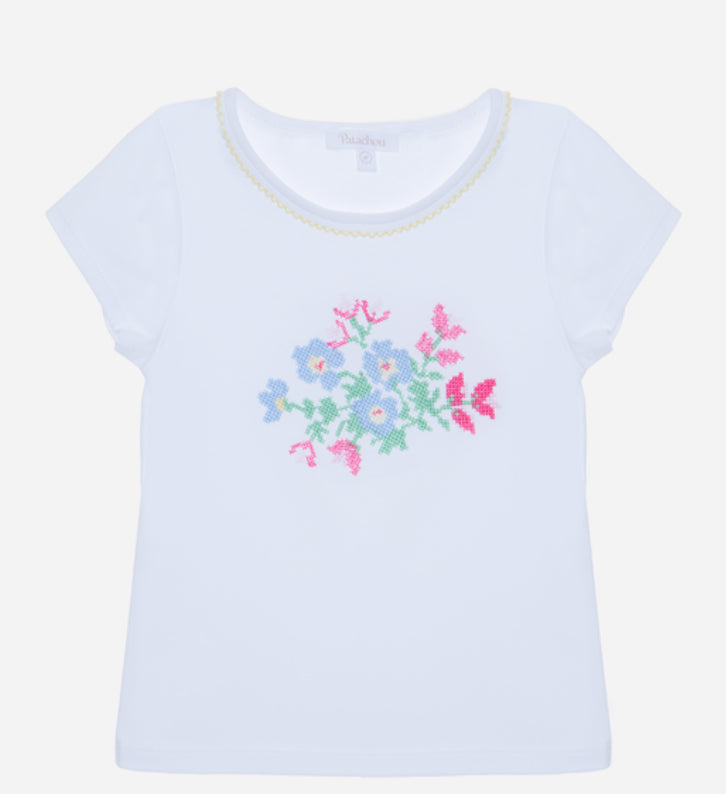 Patachou Cross Floral Short Sleeve Tshirt