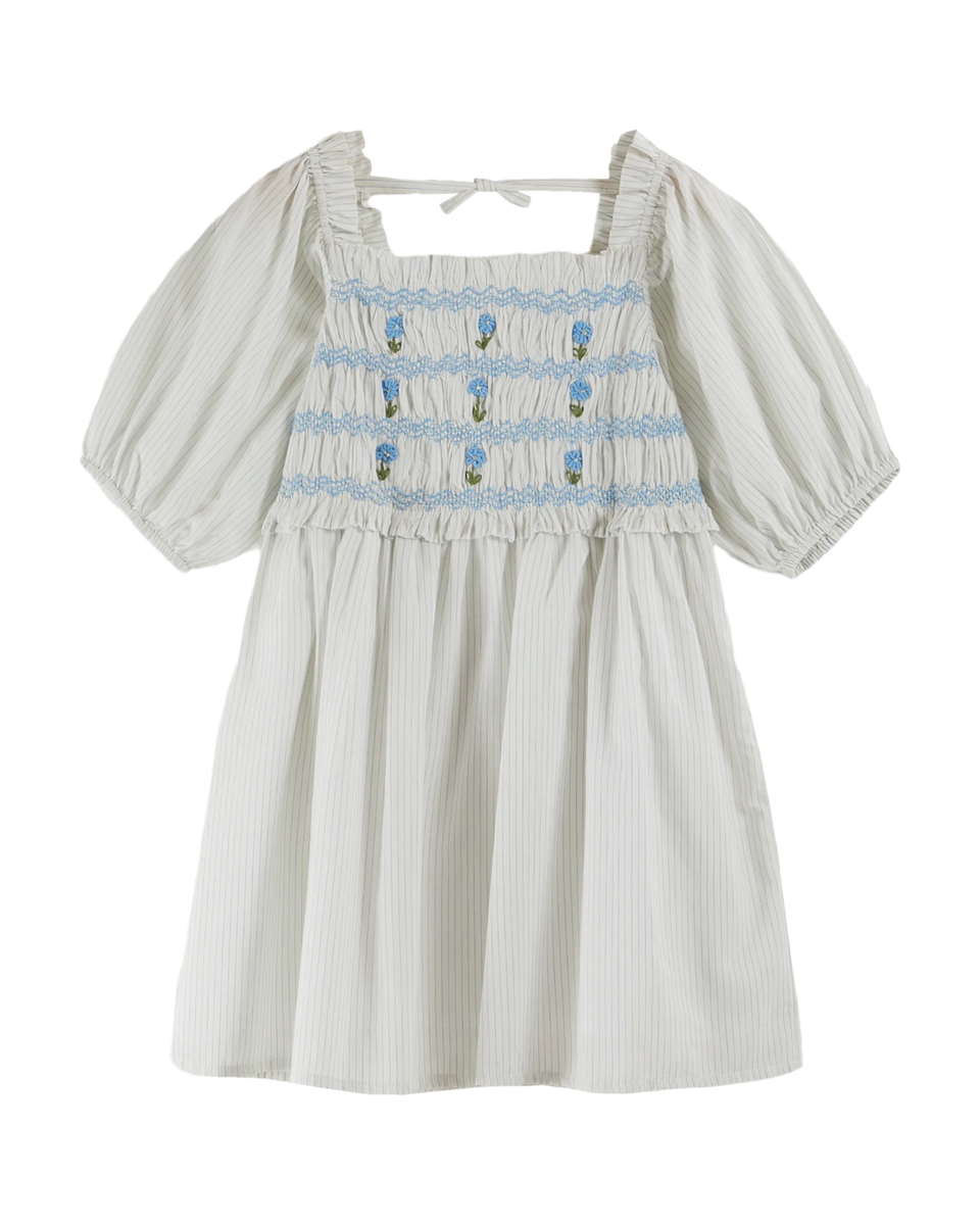Emile & Ida Sky Striped Smocked Dress